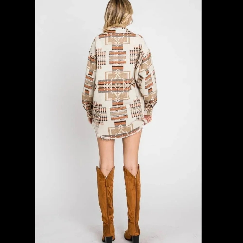 New! Boho Aztec Button Down Jacket - Picture 4 of 8